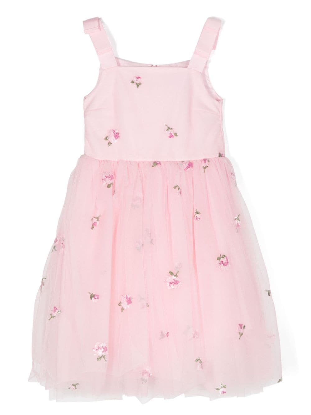 Simonetta floral-embroidered tulle midi dress - Pink von Simonetta