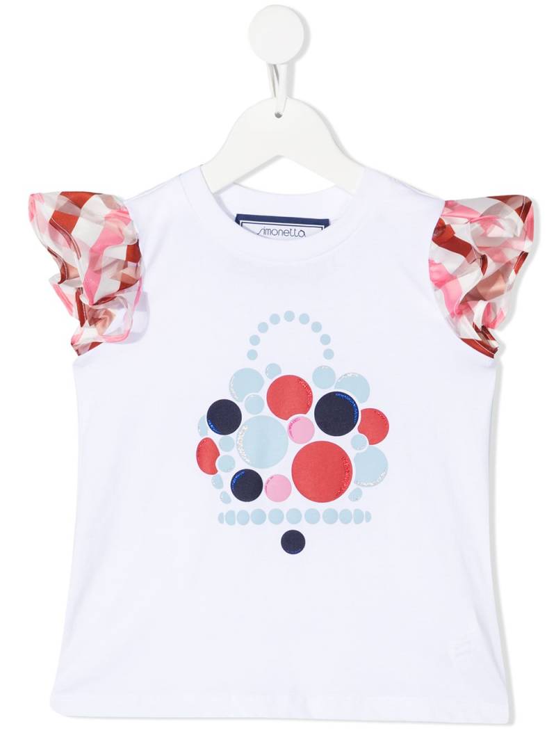 Simonetta gingham-print short-sleeve T-shirt - White von Simonetta