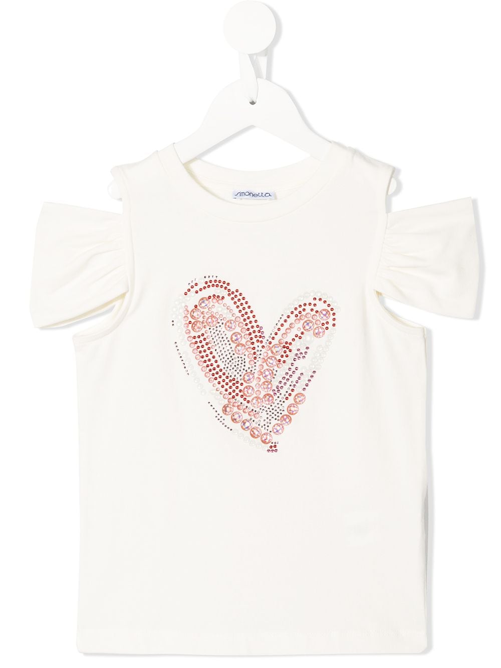 Simonetta heart cold shoulder T-shirt - White von Simonetta