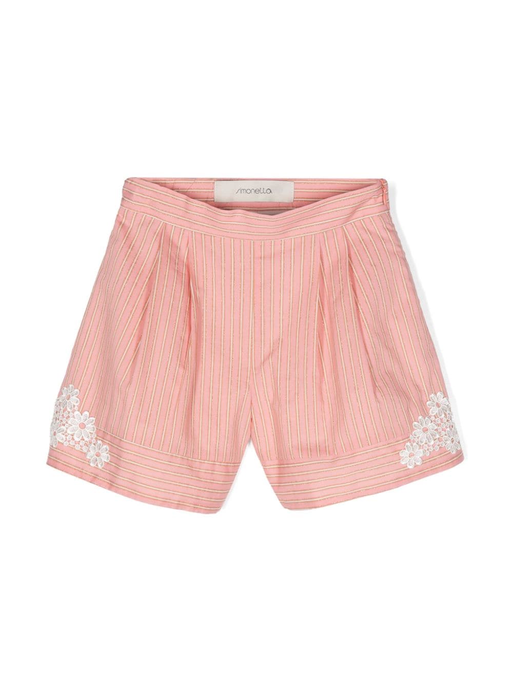 Simonetta lace-appliqué striped shorts - Pink von Simonetta