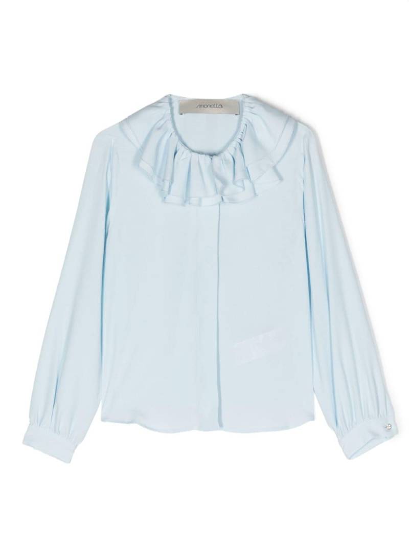 Simonetta ruffle-detail long-sleeve blouse - Blue von Simonetta