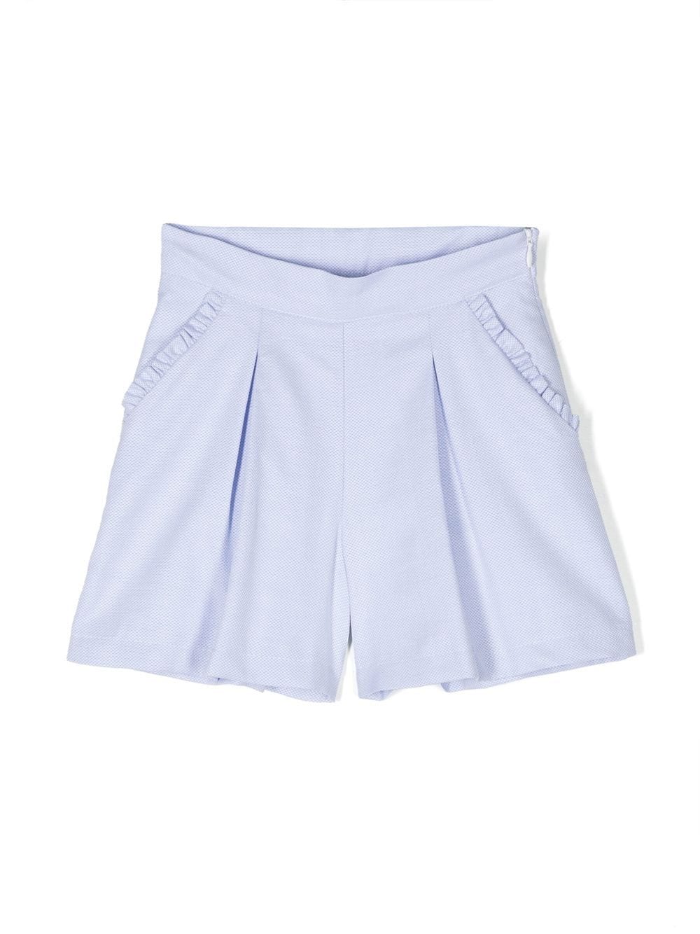 Simonetta ruffle-trim pleated shorts - Blue von Simonetta