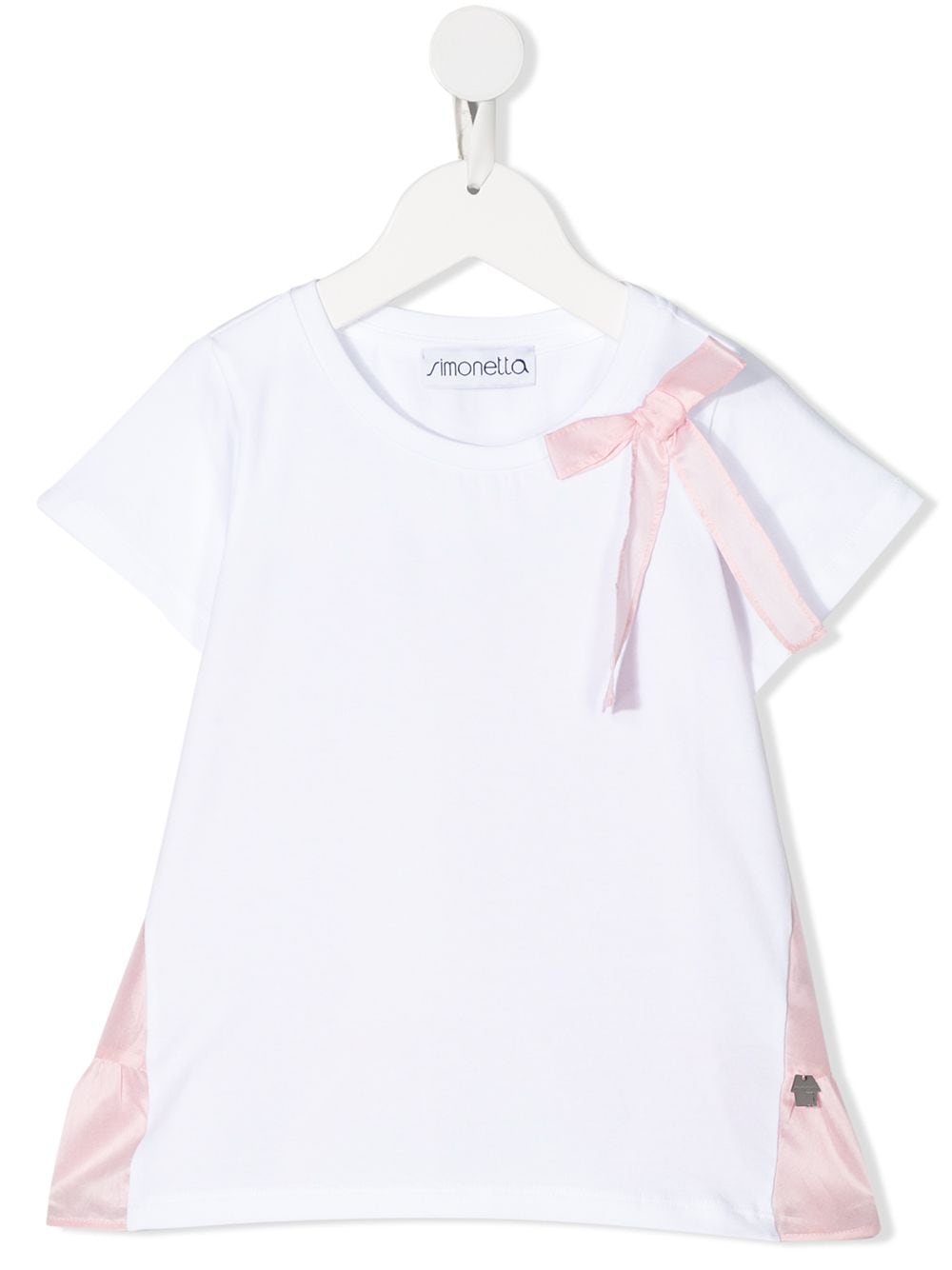 Simonetta short sleeve bow detail T-shirt - White von Simonetta