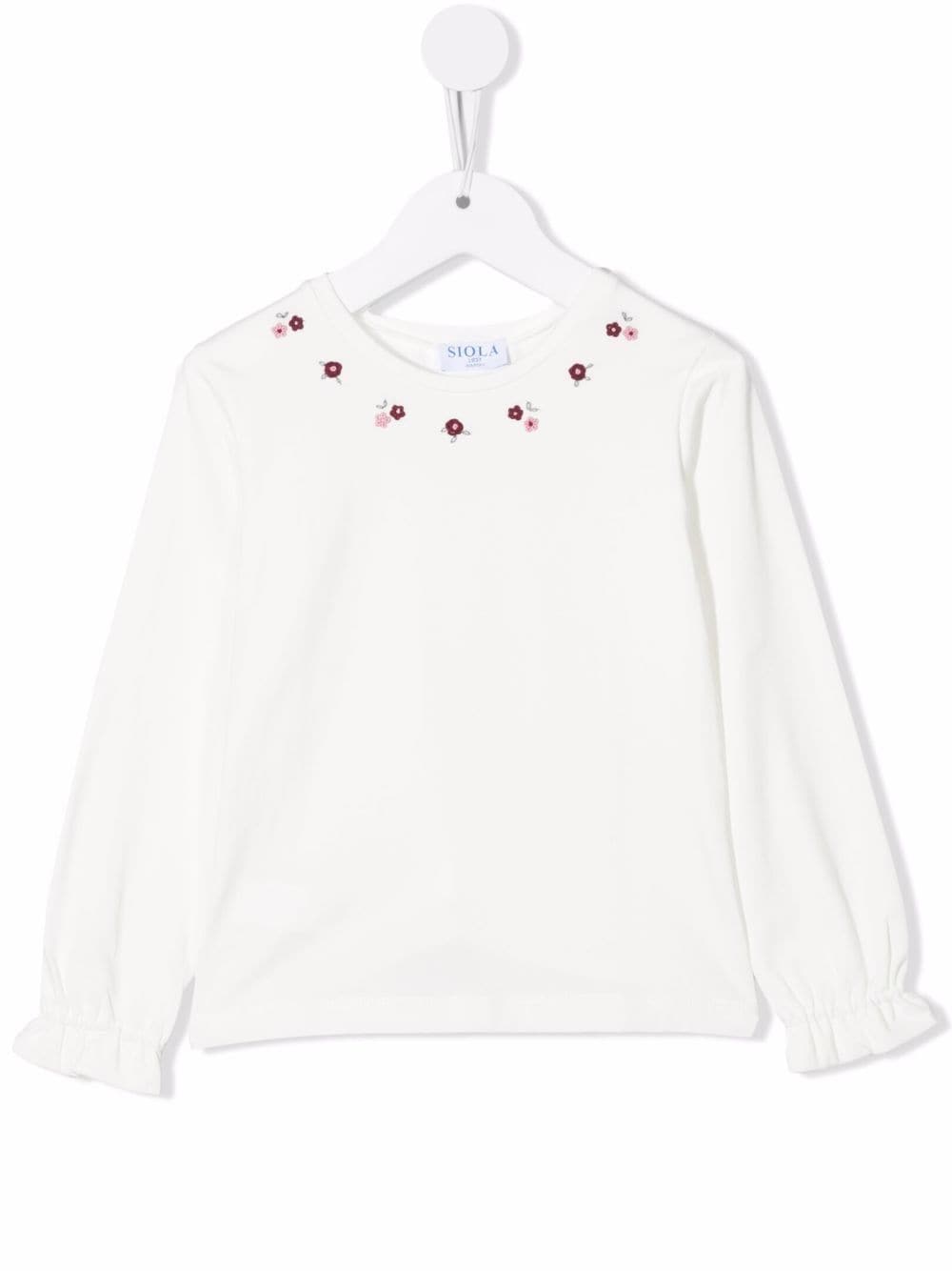 Siola floral-embroidery long-sleeve T-shirt - White von Siola