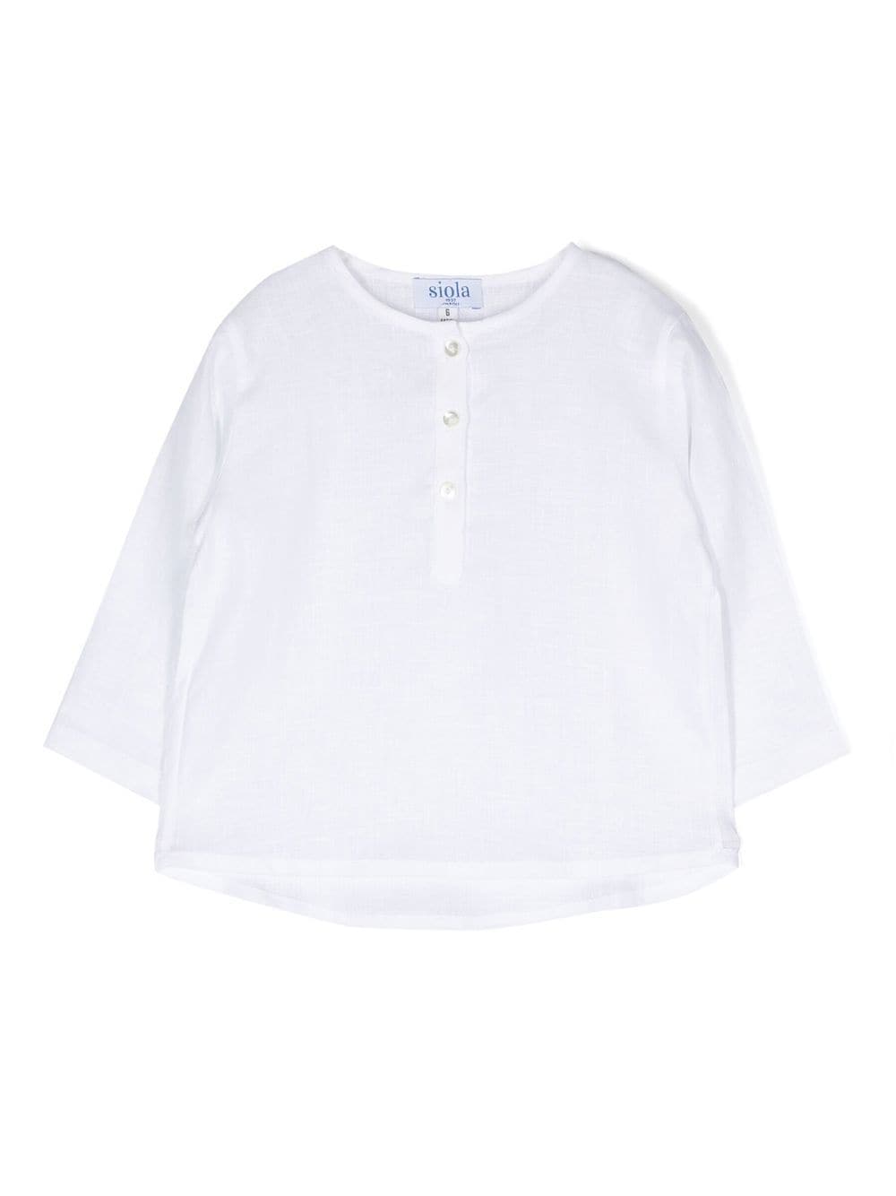 Siola long-sleeved linen top - White von Siola