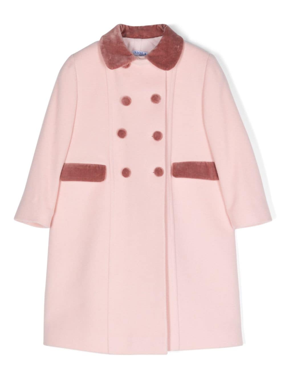 Siola velvet-trim wool coat - Pink von Siola