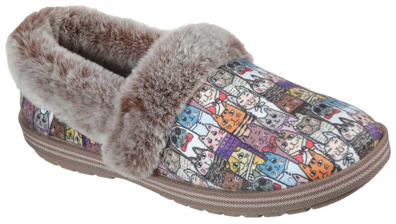 Skechers Pantoffel »TOO COZY CHIC CAT«, Hausschuh mit witzigem Katzenprint von Skechers