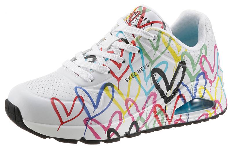 Skechers Wedgesneaker »UNO-SPREAD THE LOVE«, Freizeitschuh, Halbschuh, Schnürschuh mit coolem Graffiti-Print von Skechers