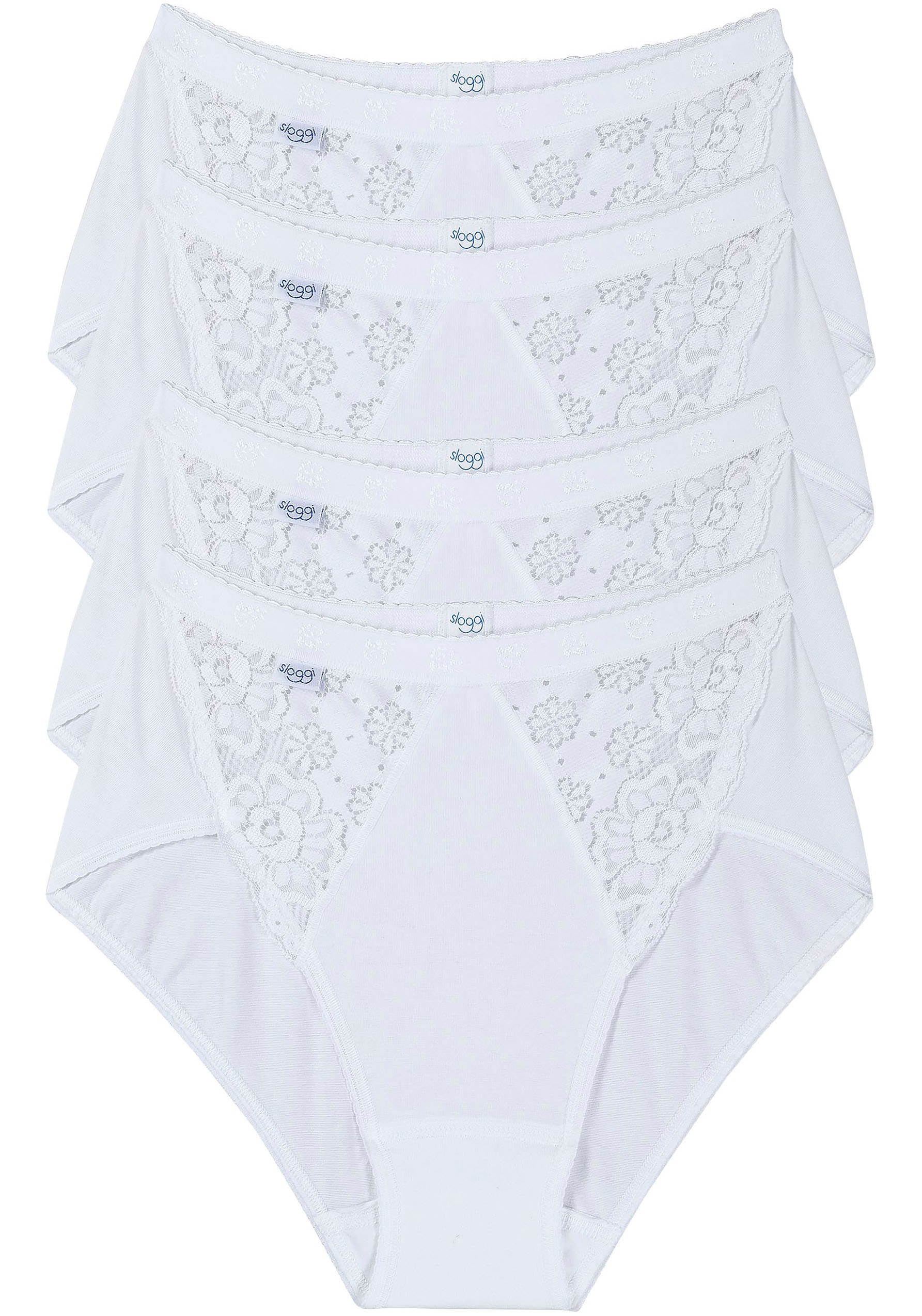 sloggi Slip »Chic Midi 4P«, (4er Pack), mit elastischen Spitzeneinsätzen von sloggi
