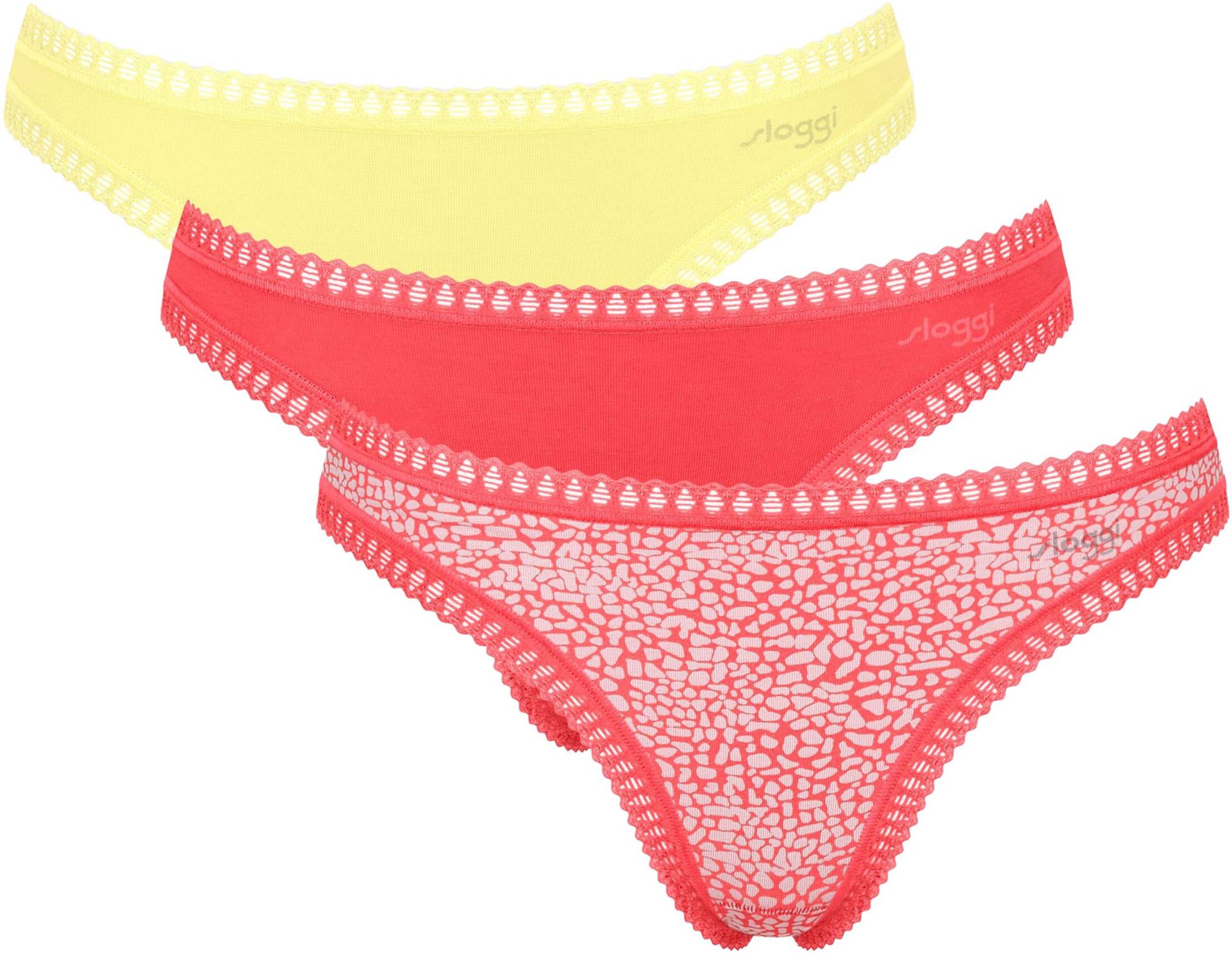 sloggi Slip »GO Crush String C3P«, (3er Pack), Spitzendetails von Sloggi