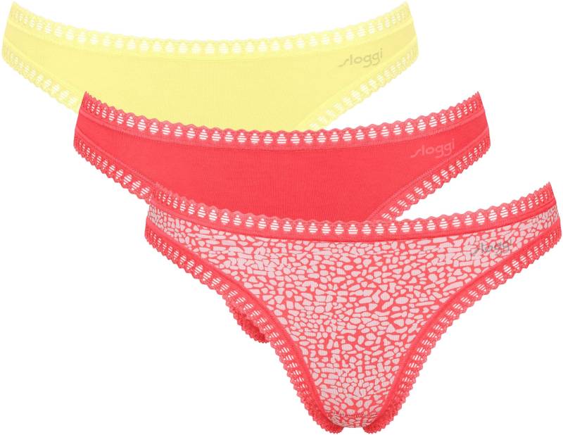 sloggi Slip »GO Crush String C3P«, (3er Pack), Spitzendetails von Sloggi