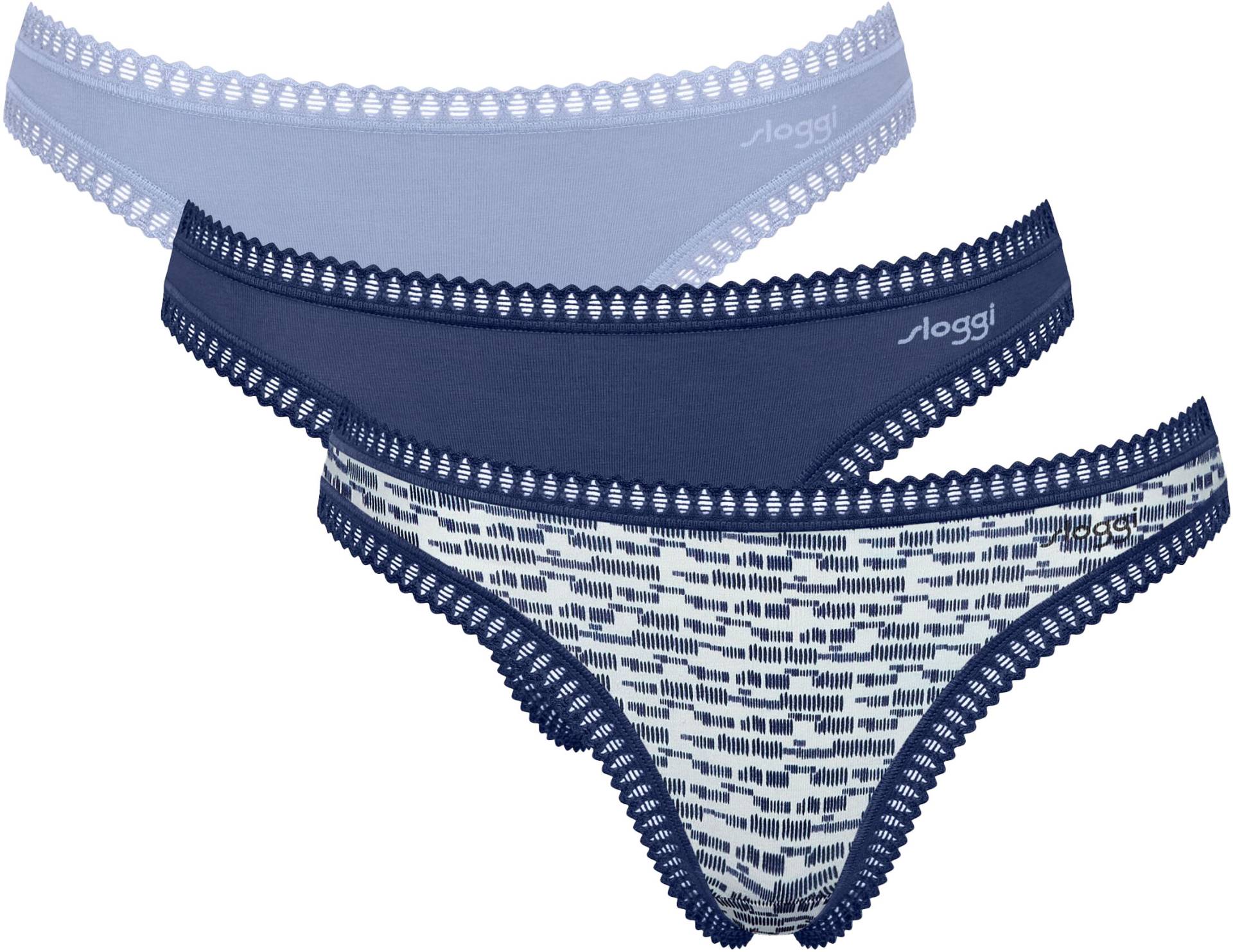 sloggi Slip »GO Crush String C3P«, (3er Pack), Spitzendetails von Sloggi