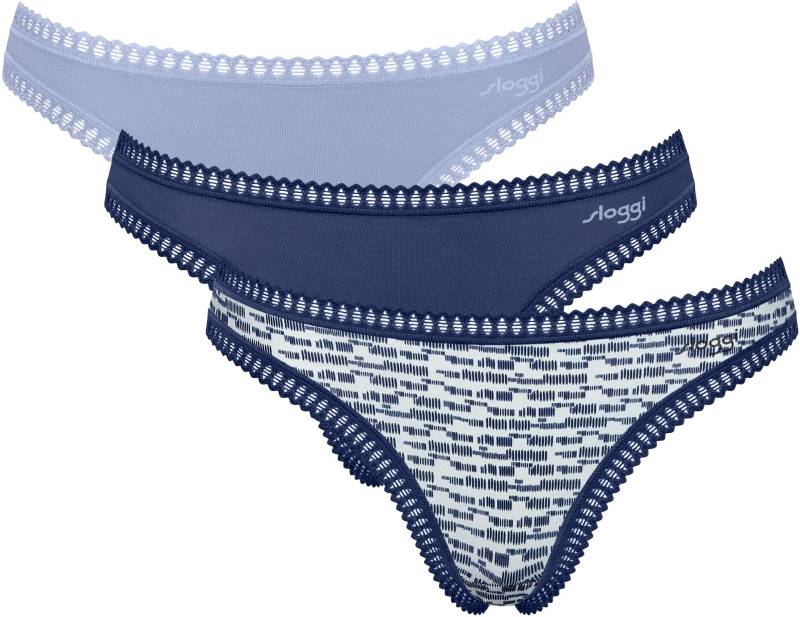 sloggi Slip »GO Crush String C3P«, (3er Pack), Spitzendetails von Sloggi