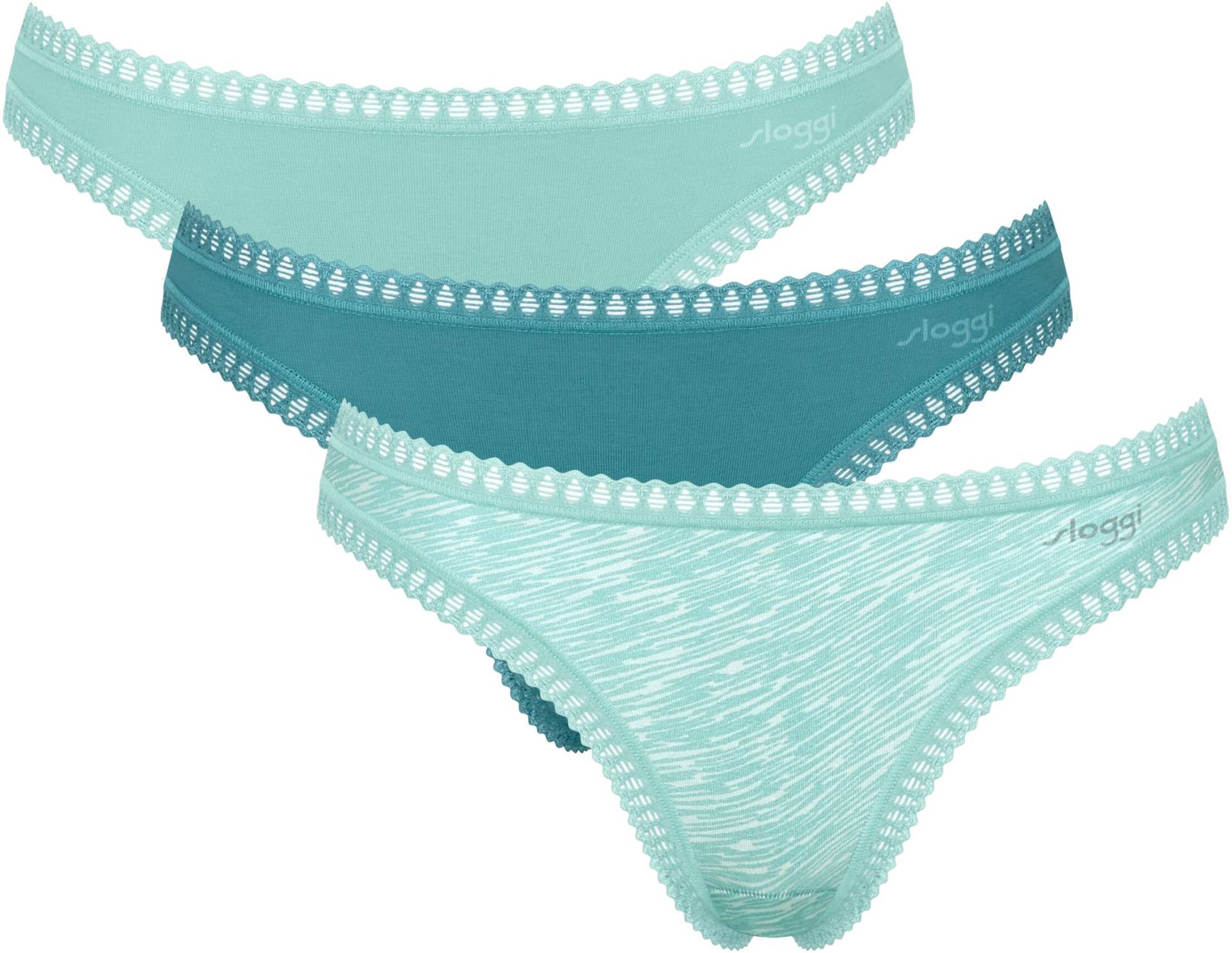sloggi Slip »GO Crush String C3P«, (3er Pack), Spitzendetails von Sloggi