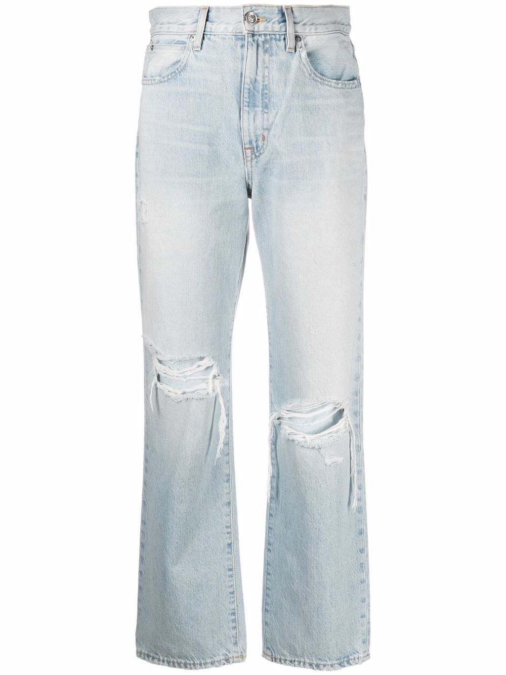 SLVRLAKE ripped detailing straight-legged cropped jeans - Blue von SLVRLAKE