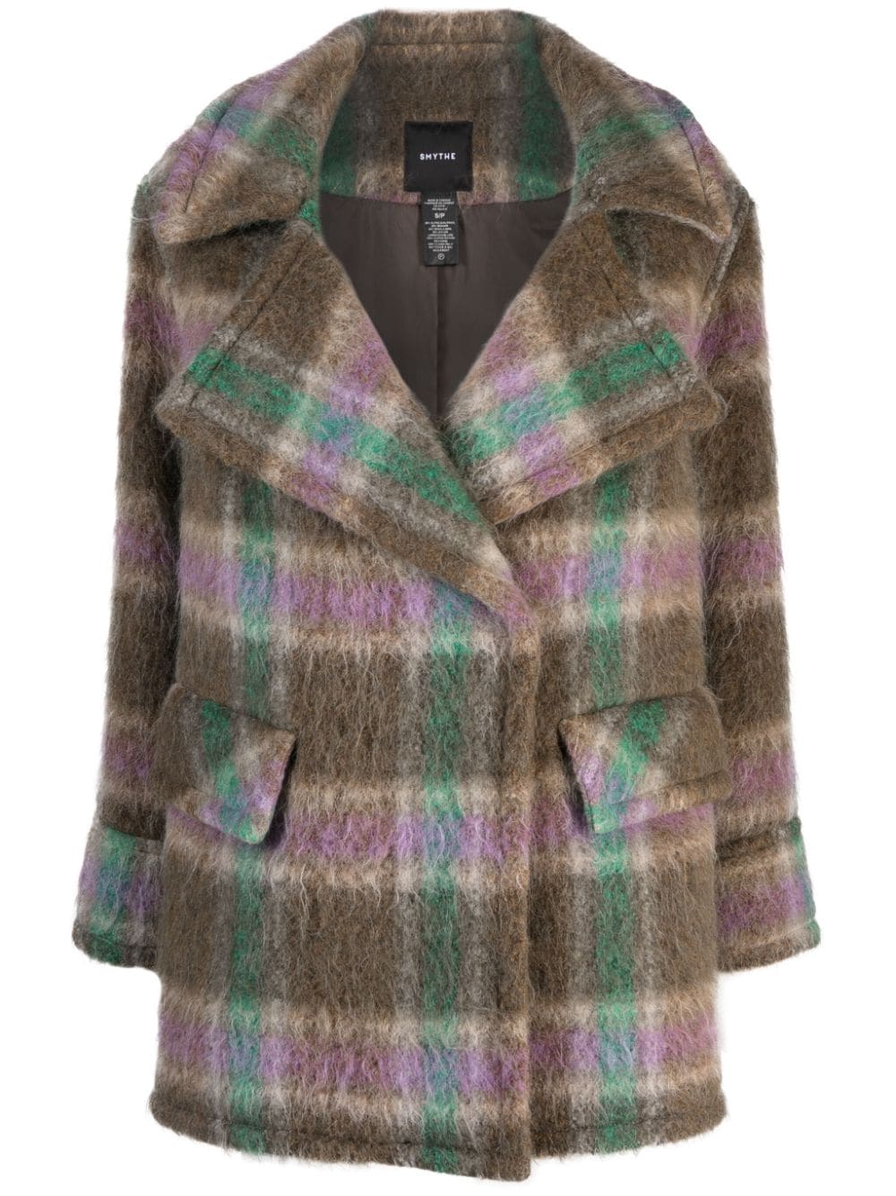 Smythe Blanket Car plaid-check double-breasted coat - Grey von Smythe