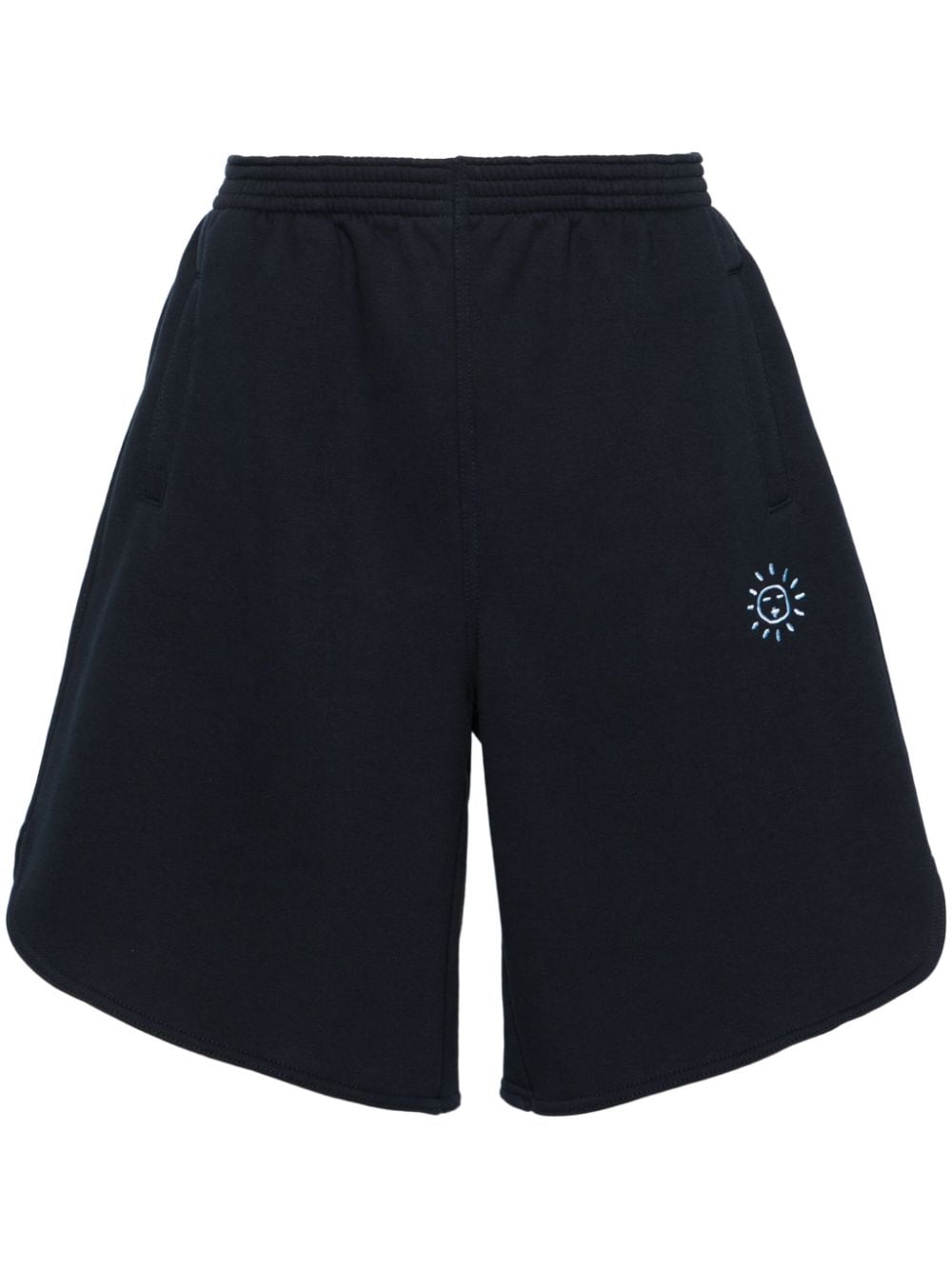 Société Anonyme logo-embroidered cotton shorts - Blue von Société Anonyme