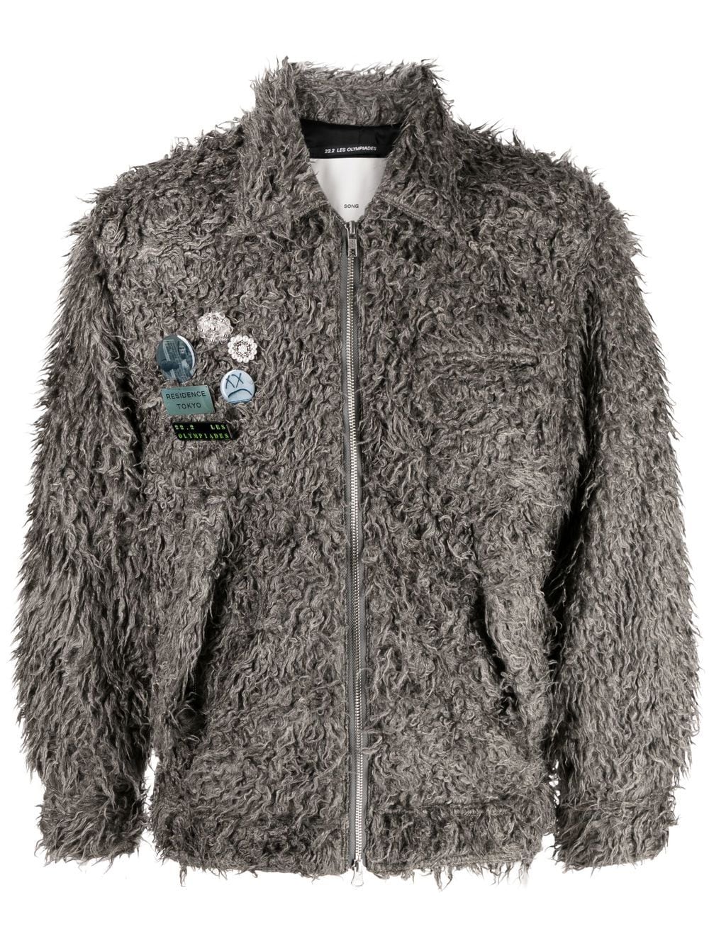 Song For The Mute pain-splatter faux-shearling jacket - Grey von Song For The Mute
