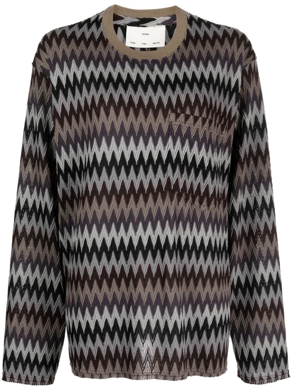 Song For The Mute zigzag-knit crew neck jumper - Multicolour von Song For The Mute