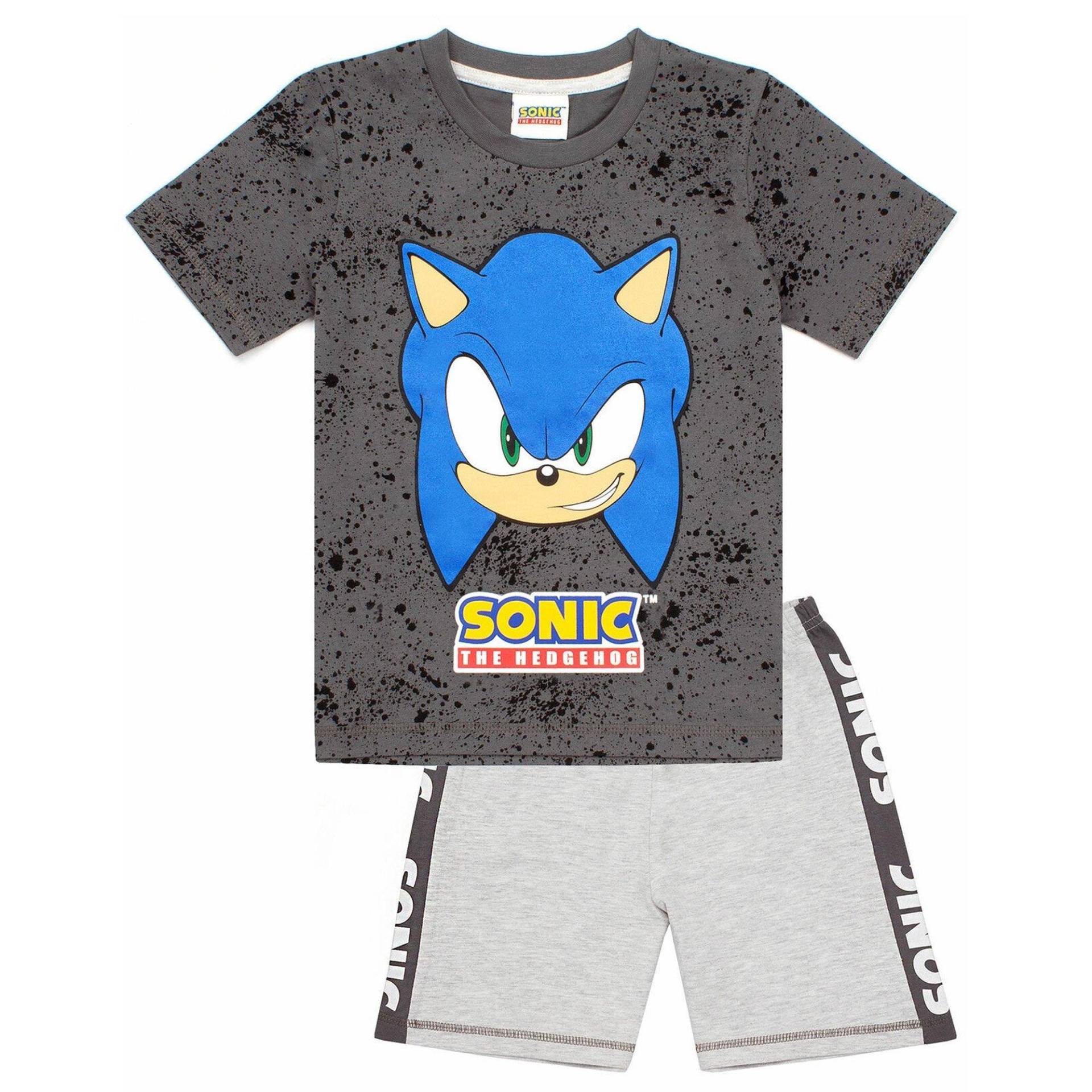 Gaming Schlafanzug Mit Shorts Unisex Grau 140 von Sonic The Hedgehog