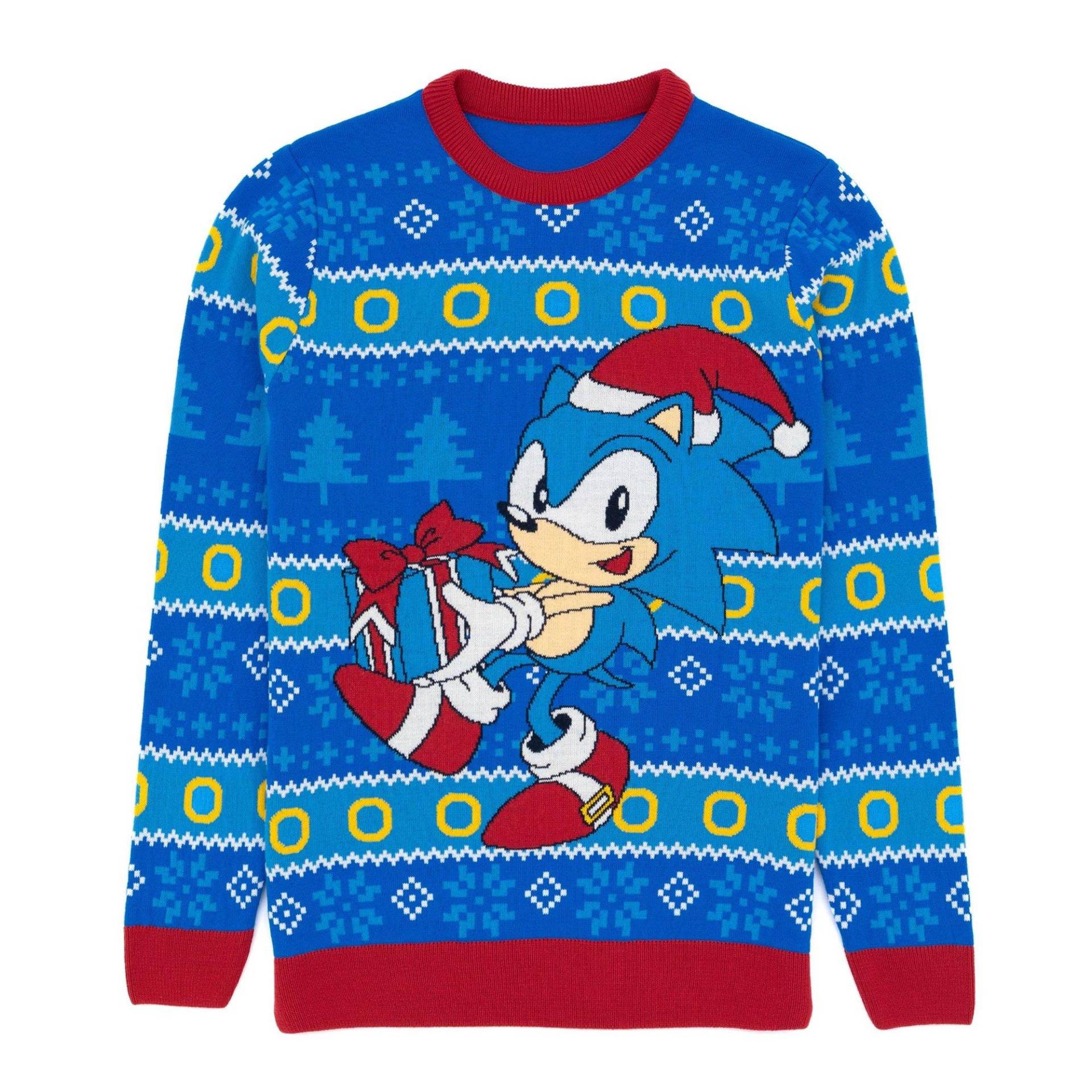 Pullover Weihnachtliches Design Herren Blau L von Sonic The Hedgehog