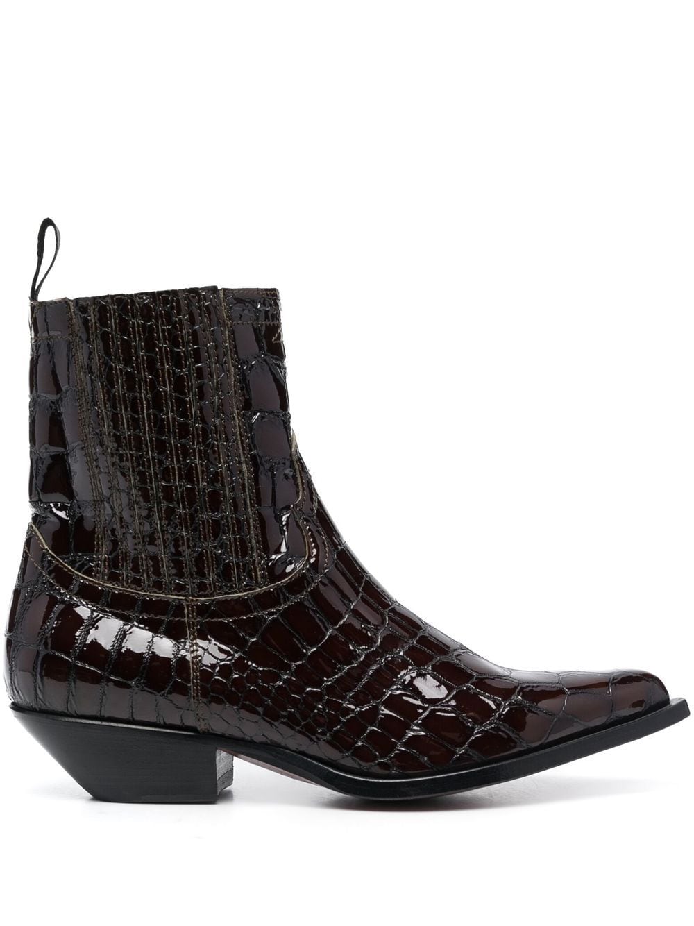 Sonora patent crocodile-embossed boots - Black von Sonora