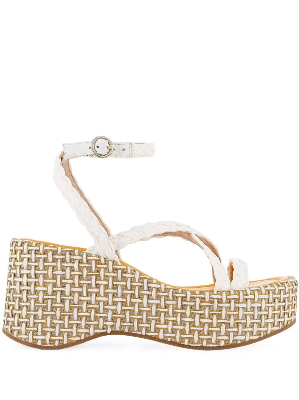 Sophia Webster Miranda 90mm flatform raffia sandals - White von Sophia Webster