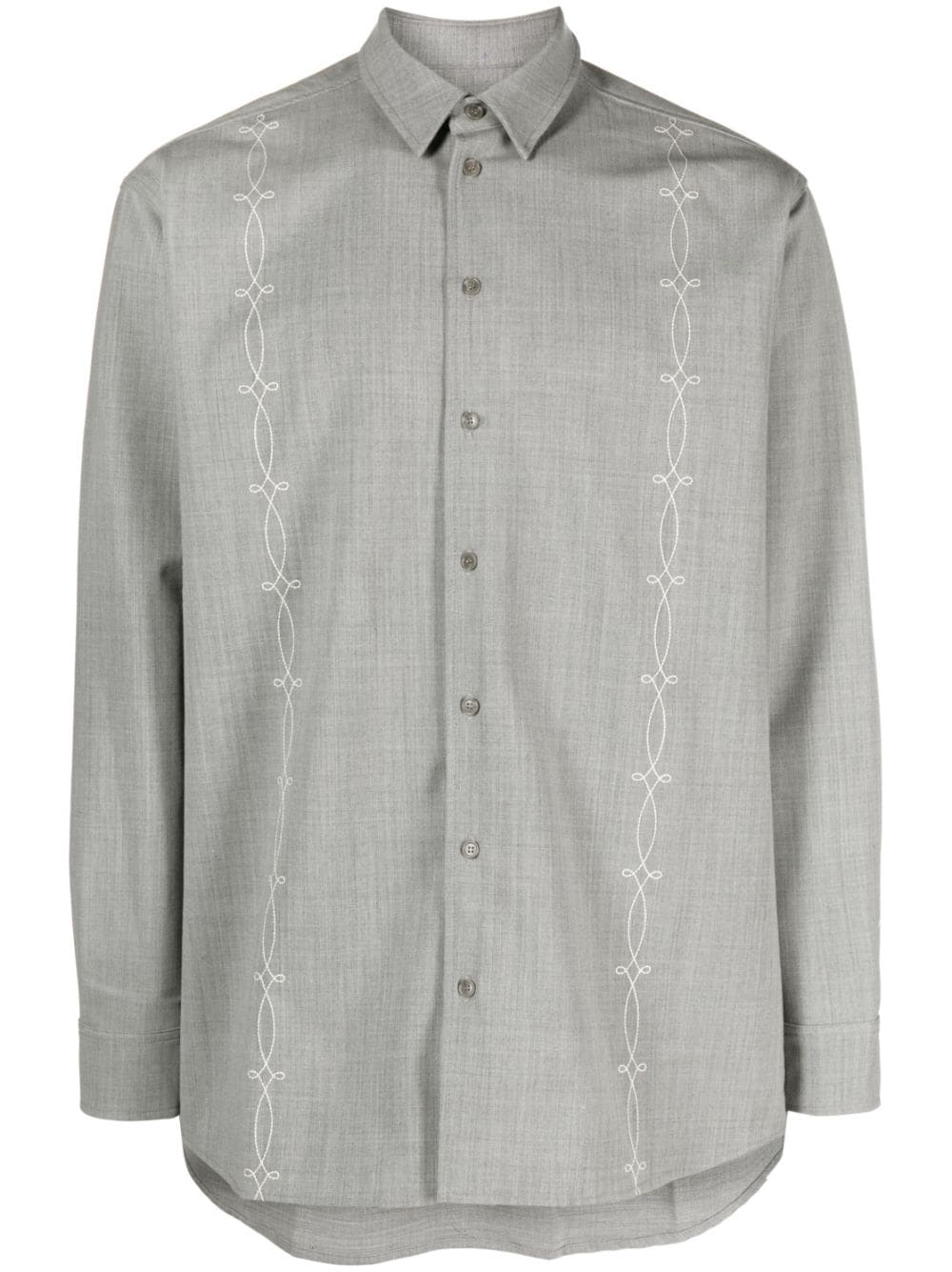 Soulland embroidered-design long-sleeve shirt - Grey von Soulland