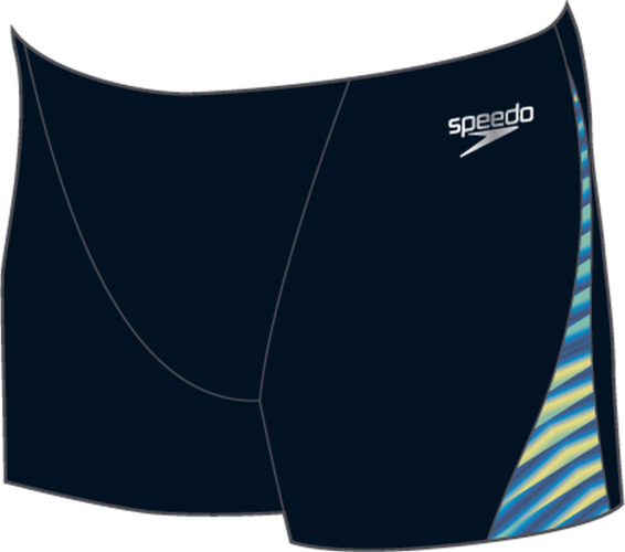 Speedo Allover Digi V-Cut Aquashort Swimwear Male Adult - Black/True Coba (Grösse: 36) von Speedo