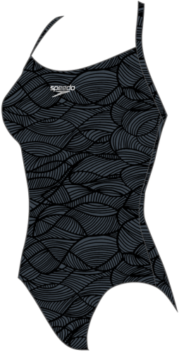 Speedo Allover Fixed Crossback Swimwear Female Adult - Black/USA Charcoa (Grösse: 38/D42) von Speedo