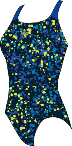 Speedo Badeanzug Allover Medalist Swimwear Female Junior/Kids - Black/Cobalt Pop/ (Grösse: 5-6J/D116) von Speedo