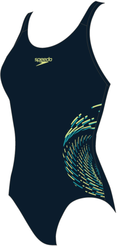 Speedo Badeanzug Plastisol Placement Muscleback Swimwear Female Junior/Kids (6-16) - True Navy/Bondi B (Grösse: 5-6J/D116) von Speedo
