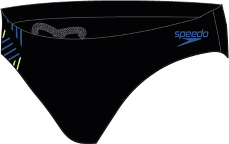Speedo Badehose Tech Panel 7cm Brief Swimwear Male Adult - Black/Chroma Blue (Grösse: 36) von Speedo