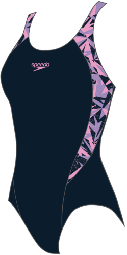 Speedo HyperBoom Splice Muscleback Swimwear Female Junior/Kids (6-16) - True Navy/Miami L (Grösse: 5-6J/D116) von Speedo