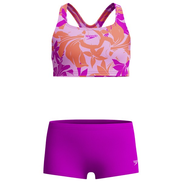 Speedo - Kid's Allover 2 Piece Boyleg Short - Bikini Gr 164 lila von Speedo