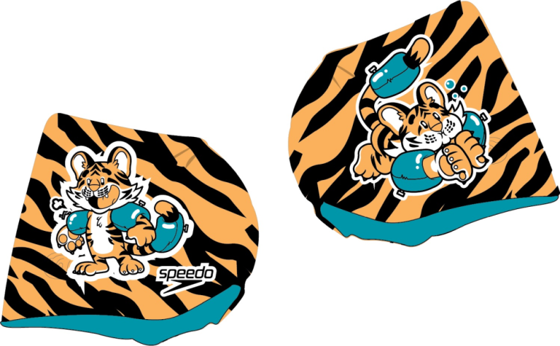 Speedo Learn to Swim Character Printe Swim Caps Junior (0-6) - Aanadi Orange/Aqu (Grösse: 2-6J/-25kg) von Speedo