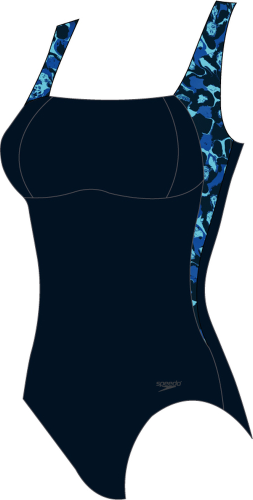 Speedo LunaLustre Printed Shaping 1PC Swimwear Female Adult - Navy/Blue Flame / (Grösse: 44/D48) von Speedo
