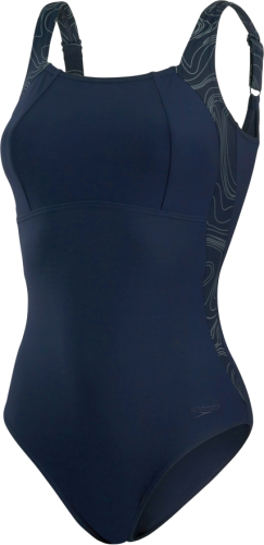 Speedo LunaLustre Printed Shaping 1PC Swimwear Female Adult - True Navy/White/U (Grösse: 44/D48) von Speedo