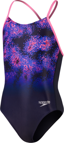Speedo Placement Lane Line Back Swimwear Female Teen/Youth - True Navy/Electri (Grösse: 9-10J/D140) von Speedo