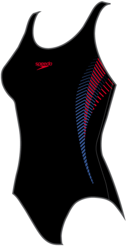 Speedo Placement Muscleback Swimwear Female Adult - Black/Fed Red/Chr (Grösse: 32/D36) von Speedo