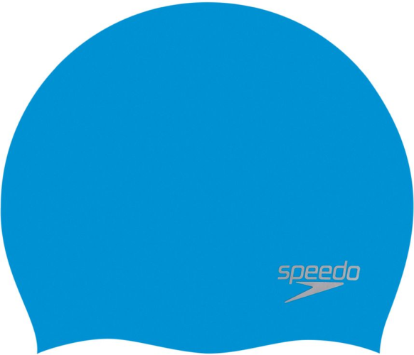 Speedo Plain Moulded Silicone Cap Swim Caps Adults - Blue/Chrome von Speedo