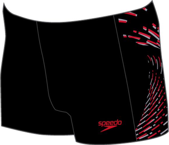 Speedo Plastisol Placement Aquashort Swimwear Male Junior/Kids (6-16) - Black/Fed Red/Dap (Grösse: 13-14J/D164) von Speedo