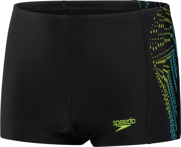 Speedo Plastisol Placement Aquashort Swimwear Male Junior - Black/Atomic Lime (Grösse: 13-14J/D164) von Speedo