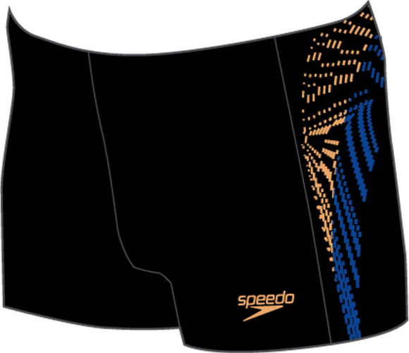 Speedo Plastisol Placement Aquashort Swimwear Male Junior - Black/Papaya Punc (Grösse: 13-14J/D164) von Speedo