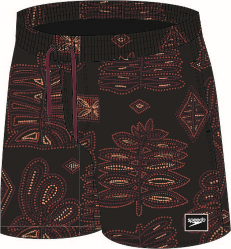 Speedo Badehose Printed Leisure Watershort Male - Black/Oxblood/Tan (Grösse: S) von Speedo