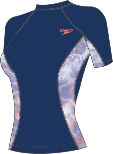 Speedo Printed Short Sleeve Rash Top Textil Female Adult - Ammonite/Soft Cor (Grösse: XL) von Speedo