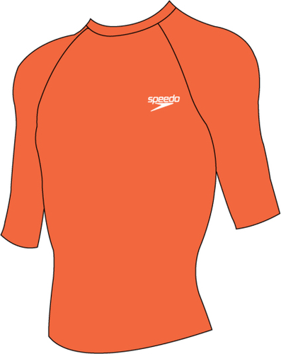 Speedo Printed Short Sleeve Rash Top Textil Male Junior/Kids (6-16) - Boost Orange/Whit (Grösse: 11-12J/D152) von Speedo