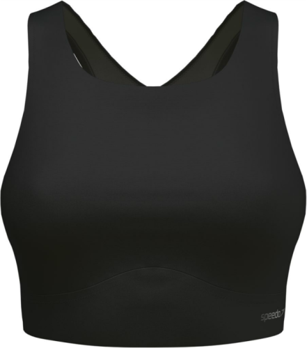 Speedo Solid Highneck Top with Mesh Swimwear Female Adult - Anthracite 19-4 (Grösse: M) von Speedo