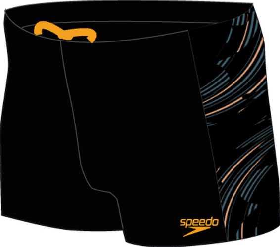 Speedo Tech Panel Aquashort Swimwear Male Adult - Black /Mandarin (Grösse: 36) von Speedo