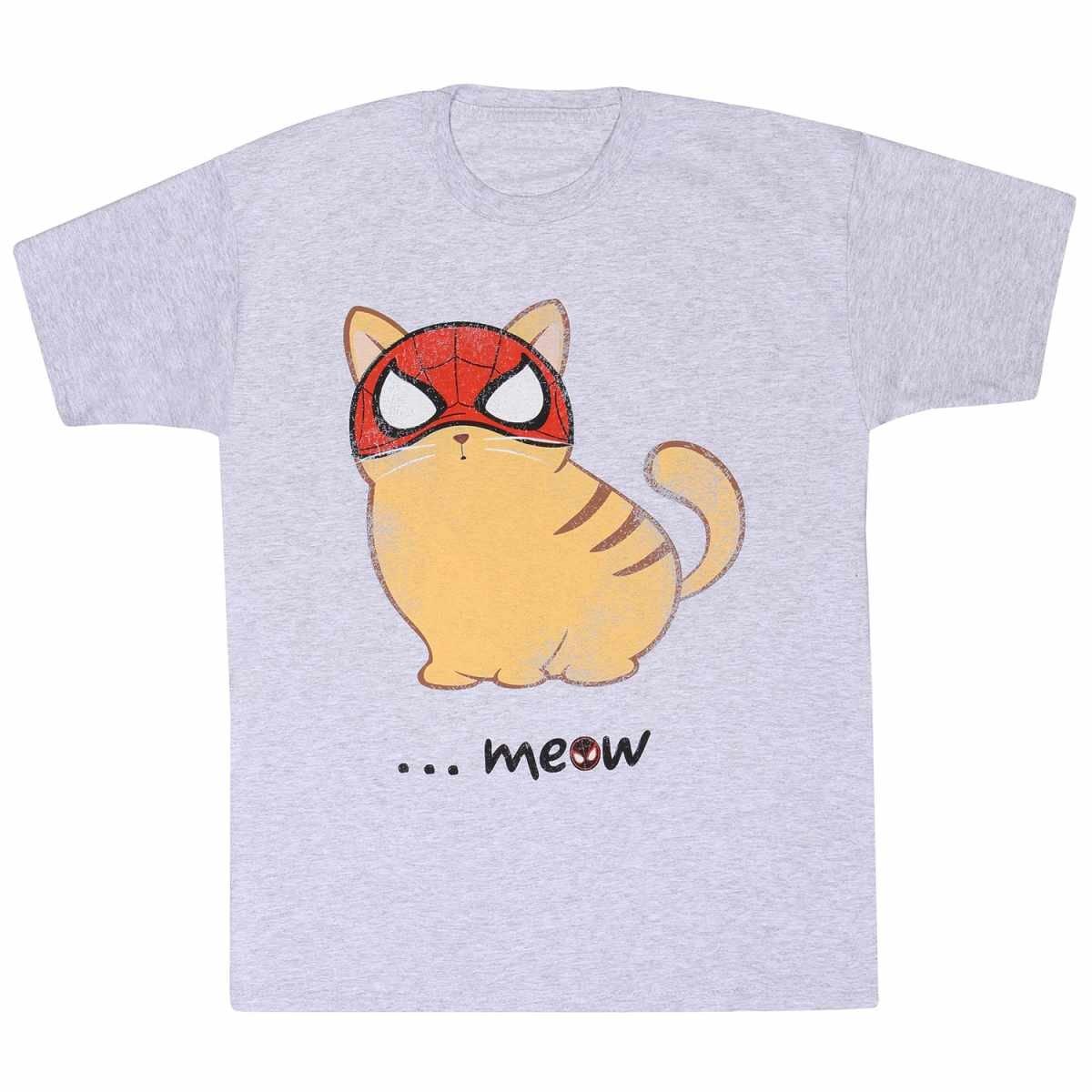 Meow Tshirt Damen Grau S von Spider-Man